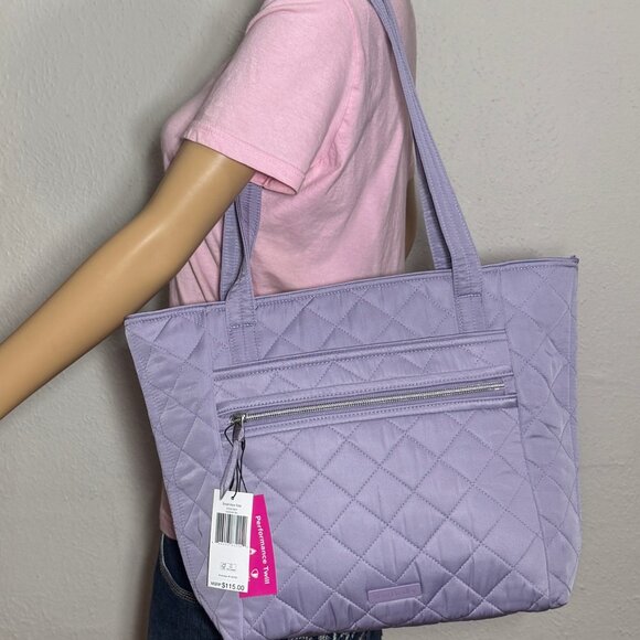 Vera Bradley Small Vera Tote in Performance Twill Lavender Sky NWT - Picture 1 of 10